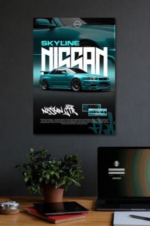4 NISSAN SKYLINE GT-R R34 WALL POSTER