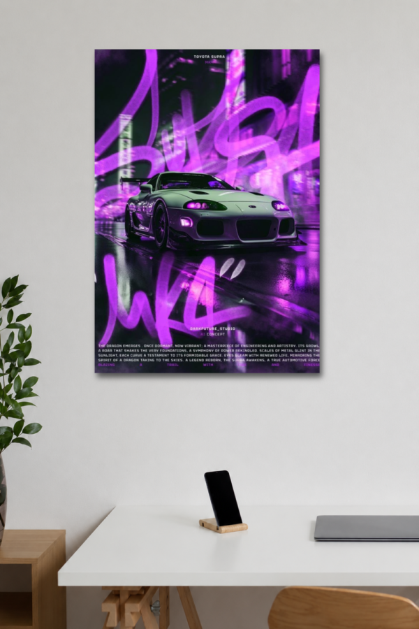7 TOYOTA SUPRA MK4 NEON CAR WALL POSTER